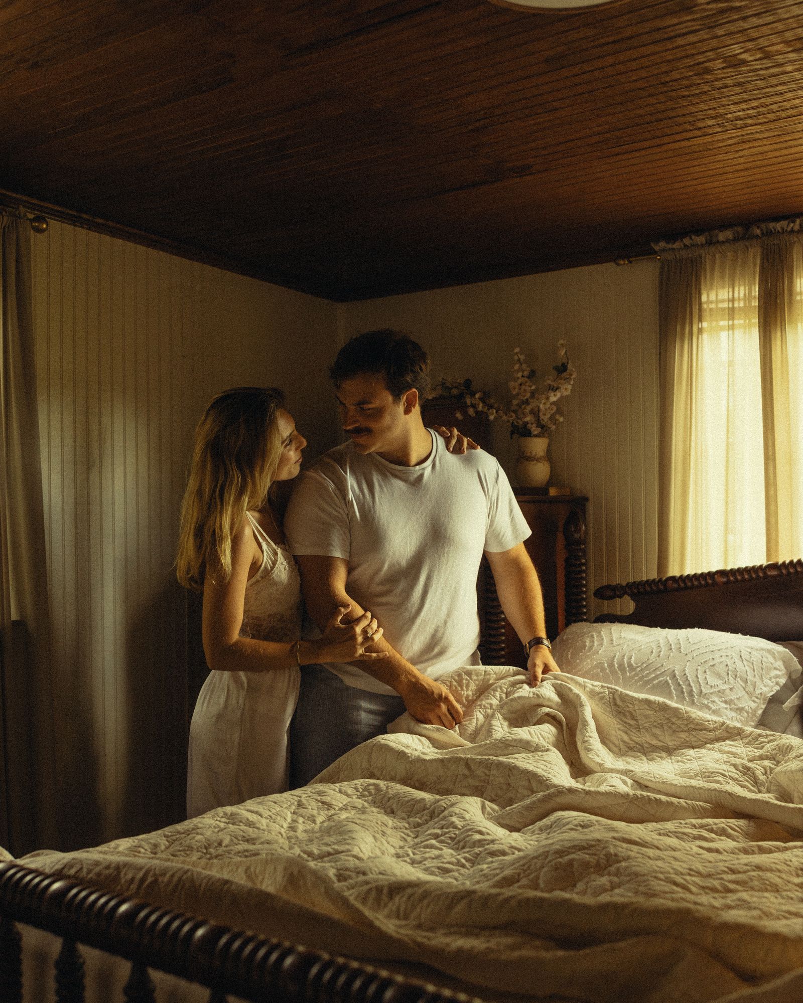 A couple in one of the guest rooms