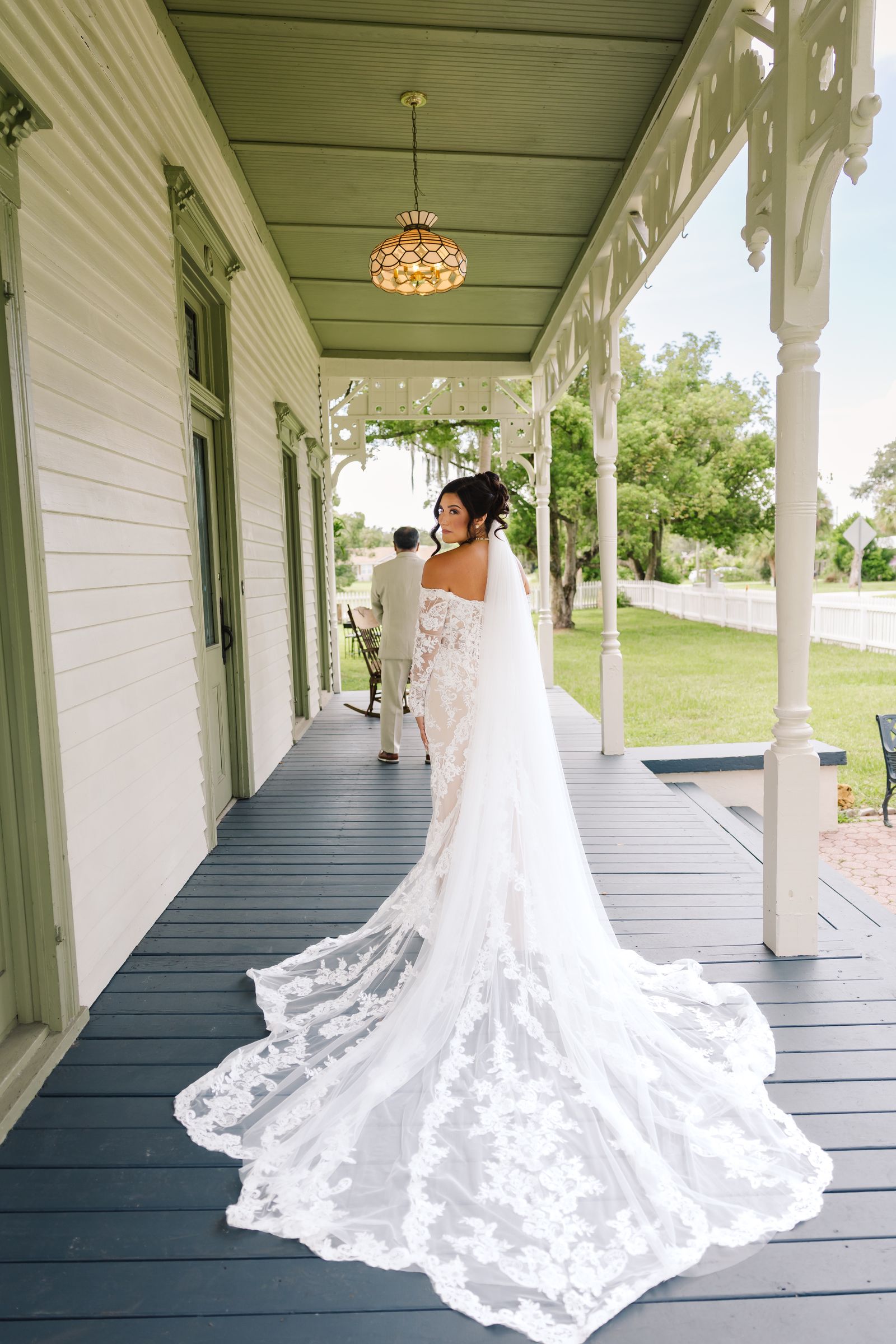 A bride on the veranda