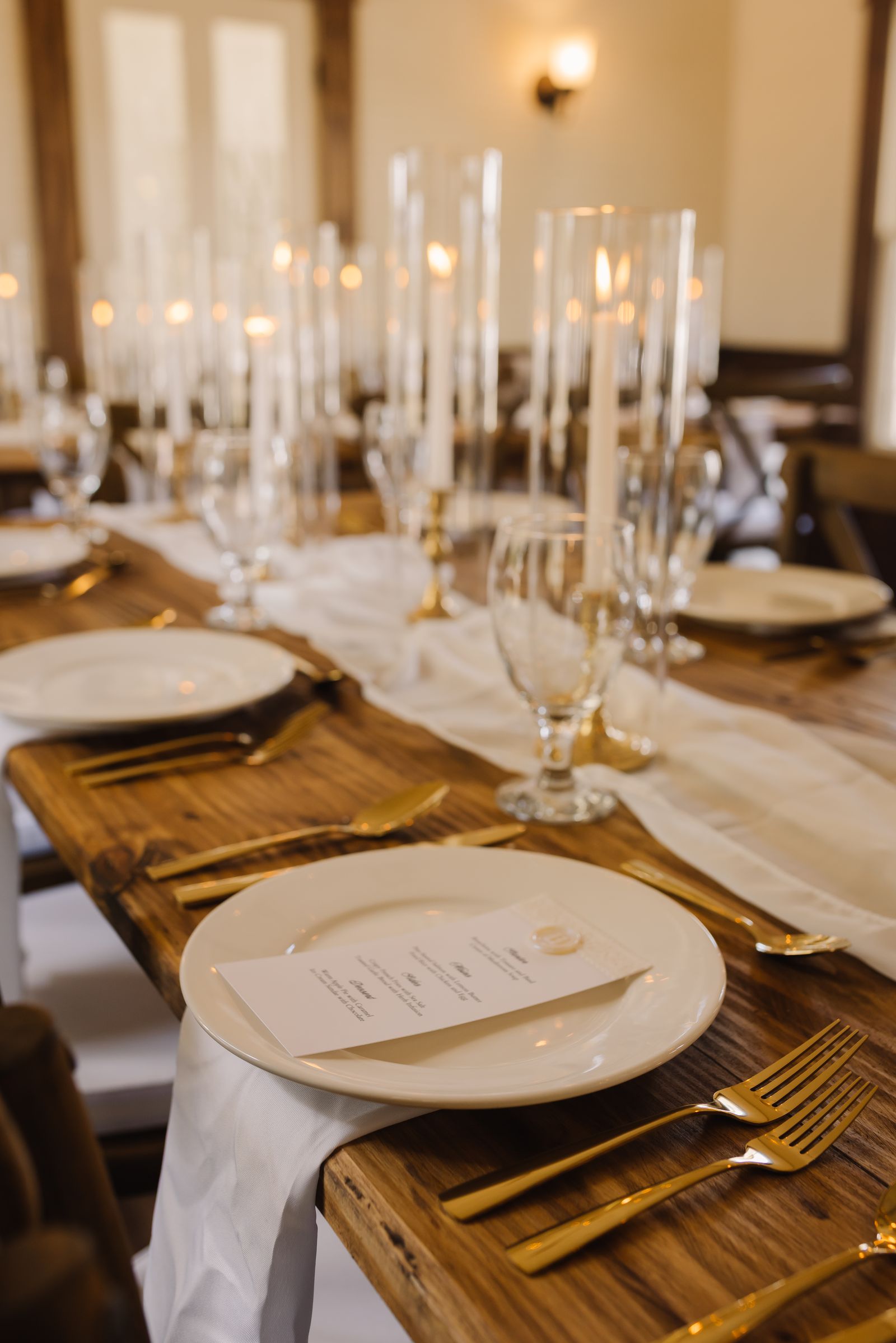 A table laid for a wedding dinner
