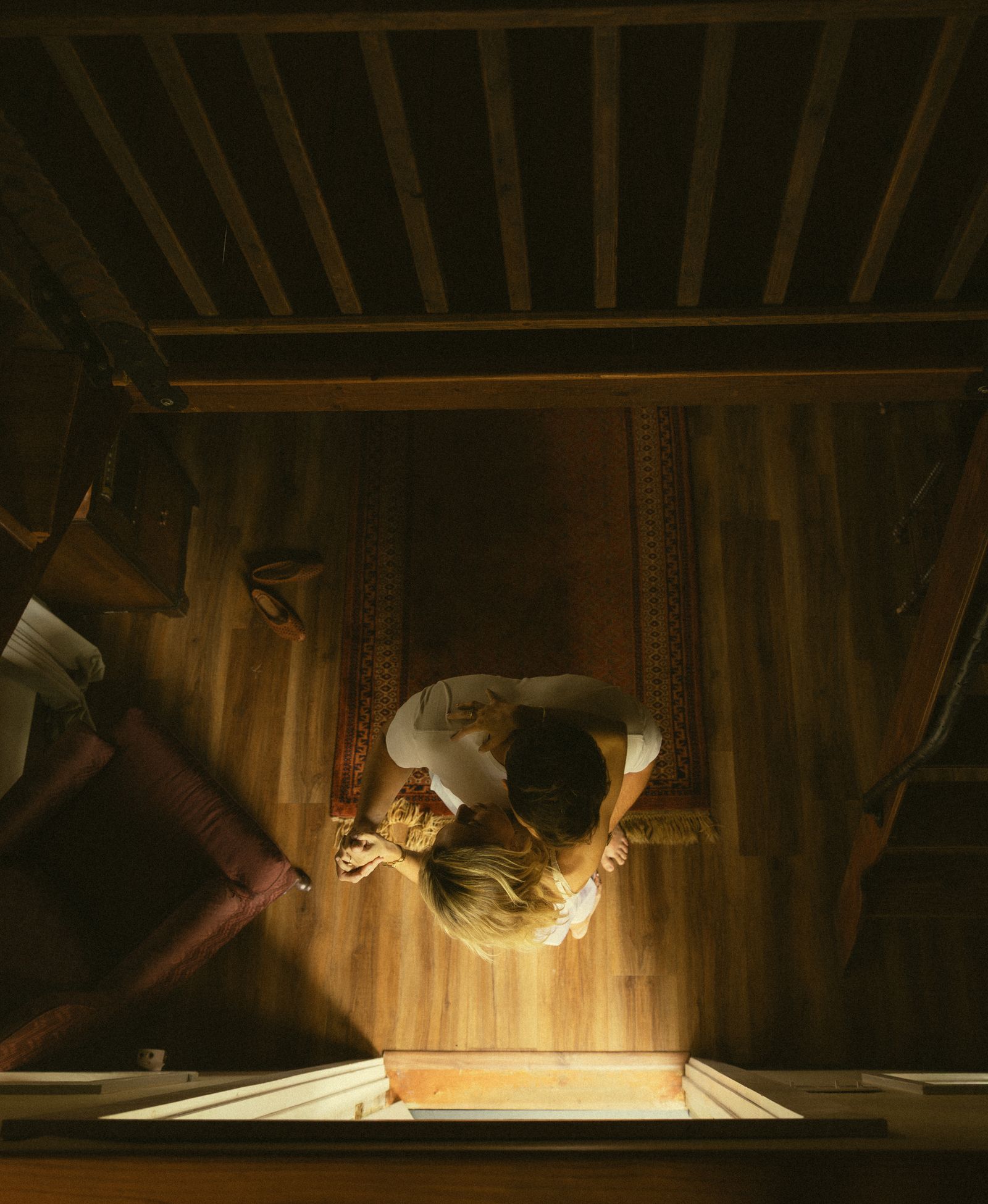 Light falling through the roof of the haus